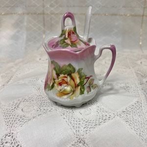 Vintage Bavarian Hand Painted Sugar Bowl, Made in Bavaria, Vintage Sugar Bowl